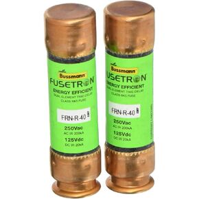 Bussmann BP/FRN-R-40 40 Amp Fusetron Dual Element Time-Delay Current Limiting Class RK5 Fuse, 250V Carded UL Listed, 2-Pack, Pack of 1, No Color