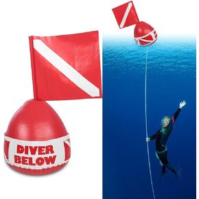 PVC Scuba Diving Surface Marker, Inflatable Signal Spearfishing Float Dive Bouy Ball with Flag Dive Flag Boy Diving Flags