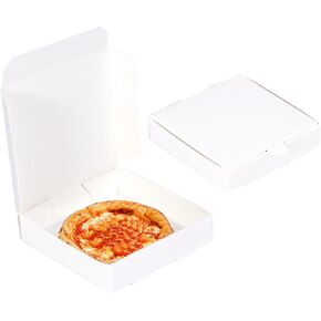 JJO Mini Pizza Boxes 5x5x1 Inches 50 Pack Disposable Small Pizza Boxes,White Pizza Boxes for Cookie, Party Favors,Mini Pies and Crafts