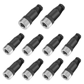 10Pcs M12 5-Pin Aviation Connector Male A Code, Industrial Field Assembly Plug 12mm IP67 Waterproof for Circular Socket Panel Sensor