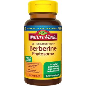 Nature Made Better Absorption Berberine Phytosome Capsules, 1100mg Per 2 Capsules Daily, Berberine Supplement for Cardiovascular Health Support, 60 Capsules, 30 Day Supply