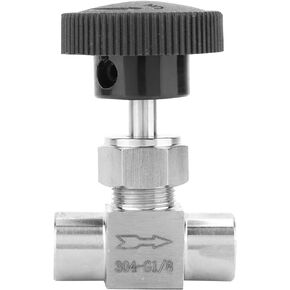 Straight Needle Valve, 304 Stainless Steel Straight Needle Valve 1/8" Female BSPP for Flow Control Water Gas Oil, BSPP Female Thread