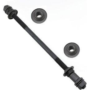 Bike Axle 240 mm /9.45 Inch Bike Axle Nut Bicycle Multiple Speed Rear Hub Axle 3/8 Inch Black 26TPI Wheel Hub Taper Lock Nut Washer Kit 1 Set