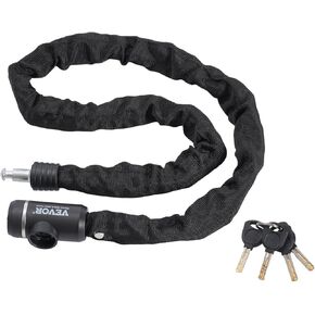VEVOR Bike Chain Lock, 3.94 Ft Combination Bicycle Chain Lock with 3 Keys, Heavy Duty Anti-Theft High Security Bike Locks, Perfect for Bike, Motorcycle, Scooter, Bicycle, Door, Fence or Gate, 10mm