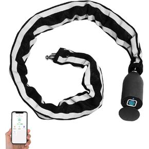 Heavy Duty Anti Theft Chain Lock, 3.3FT Long Keyless Fingerprint Bluetooth Electronic Digital Lock for Bike Scooter Outdoor Fence Gate, Electric Scooter Bike Accessories for Adults - Gray