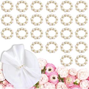 24 قطعة من حلقات منديل اللؤلؤ الذهبية، حامل حلقة منديل مطرز بحجر الراين المرن، مشبك من أجل حفل الزفاف، ديكور طاولة الاستقبال، لوازم حفلات العشاء المنزلية in Kuwait