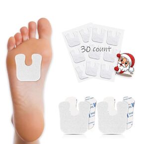 Callus Cushions Corn Pads, U-Shaped Felt Callus Pads for Toes, Feet, Bottom of Foot, Heel | Protect Calluses from Rubbing on Shoes - 1/8" Thick, White, 30 Pieces Total