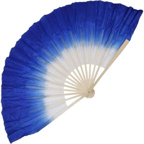 Larcele Silk Belly Dance Short Fan Veils Square Dancing Folding Fans for Dance Performance Gradient Color WDSZ-01