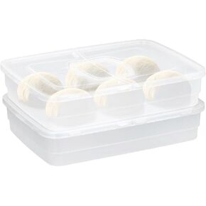 2 قطعة من حاويات العجين للبيتزا، صواني تنظيم صندوق عجينة البيتزا، حاويات تخزين بيتزا شفافة ومتينة، 14.2 × 10.4 × 3.0 بوصة، علب عجينة بيتزا ذات سعة كبيرة مع مقابض in Kuwait