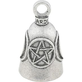 Guardian Bell Pentagram Moons Good Luck Bell w/Keyring & Black Velvet Gift Bag | Motorcycle Bell | Lead-Free Pewter | Good Luck Gift to Friends & Family | Bike Bell | Made in USA