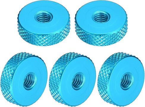 uxcell 10Pcs Flat Knurled Thumb Nuts, M5x16 x 5 mm Pass Hole Nut, Aluminum Alloy Diamond Knurled Nut Flat Head Through Hole Lock Adjusting Nuts for 3D Printer, Blue in Saudi Arabia