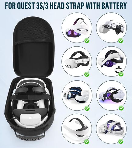 YRXVW Large Case for Meta Quest 3S/3/2, Fits BOBOVR & KIWI Battery Straps in Kuwait