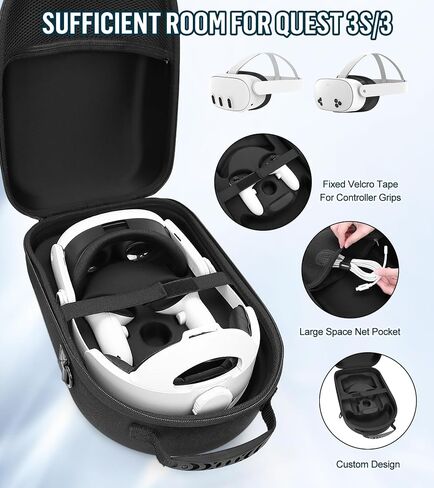 YRXVW Large Case for Meta Quest 3S/3/2, Fits BOBOVR & KIWI Battery Straps in Kuwait