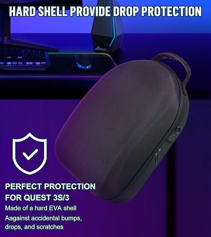 YRXVW Large Case for Meta Quest 3S/3/2, Fits BOBOVR & KIWI Battery Straps in Kuwait