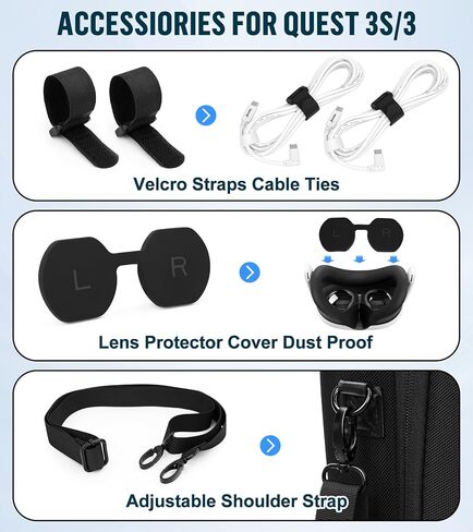YRXVW Large Case for Meta Quest 3S/3/2, Fits BOBOVR & KIWI Battery Straps in Kuwait