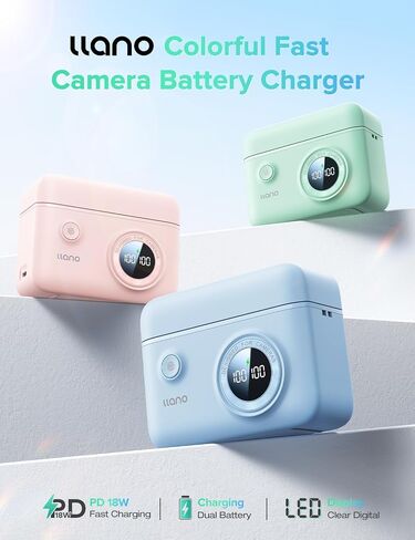 llano LP-E6NH Camera Battery 18W Fast Dual USB C Charger, Compatible with Canon EOS R5, R6 Mark II, 5D 6D 7D Mark II III IV, 5Ds, 60D, 70D, 80D, 90D Smart Digital Display, Magnetic Snap Cover in Saudi Arabia