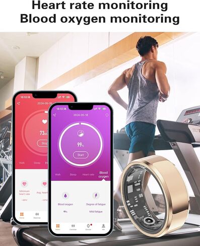 Smart Rings Health Tracker，Sports Fitness Ring，Step Tracker，Heart Rate Monitor ，Blood Oxygen， Sleep Tracker ，IP68 Waterproof，Activity Fitness Tracker，Best Smart Rings for Women Men (Gold, 4) in Kuwait