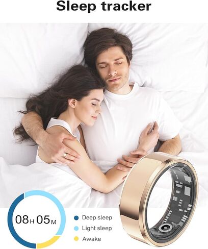 Smart Rings Health Tracker，Sports Fitness Ring，Step Tracker，Heart Rate Monitor ，Blood Oxygen， Sleep Tracker ，IP68 Waterproof，Activity Fitness Tracker，Best Smart Rings for Women Men (Gold, 4) in Kuwait