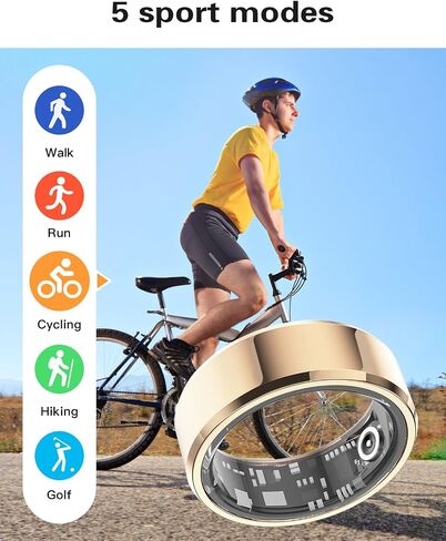 Smart Rings Health Tracker，Sports Fitness Ring，Step Tracker，Heart Rate Monitor ，Blood Oxygen， Sleep Tracker ，IP68 Waterproof，Activity Fitness Tracker，Best Smart Rings for Women Men (Gold, 4) in Kuwait