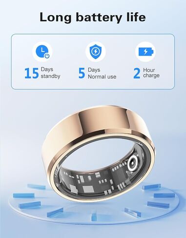 Smart Rings Health Tracker，Sports Fitness Ring，Step Tracker，Heart Rate Monitor ，Blood Oxygen， Sleep Tracker ，IP68 Waterproof，Activity Fitness Tracker，Best Smart Rings for Women Men (Gold, 4) in Kuwait
