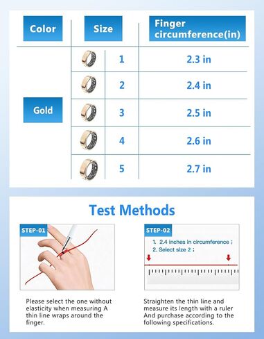 Smart Rings Health Tracker，Sports Fitness Ring，Step Tracker，Heart Rate Monitor ，Blood Oxygen， Sleep Tracker ，IP68 Waterproof，Activity Fitness Tracker，Best Smart Rings for Women Men (Gold, 4) in Kuwait