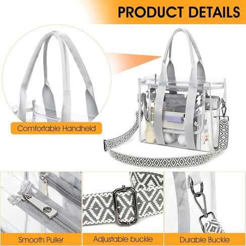 Clear Bags for Women Clear Tote Bag, Clear Crossbody Bag, Stadium Approved Clear Purse for Sports Events, Concert & Work in Saudi Arabia