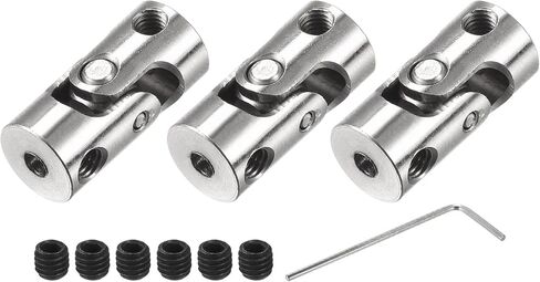 MECCANIXITY 2mm to 2mm Inner Dia Rotatable Universal Joint Shaft Coupling Motor Shaft Coupler L18 x D8 with Screws and Wrench for RC Model Pack of 3 in Saudi Arabia