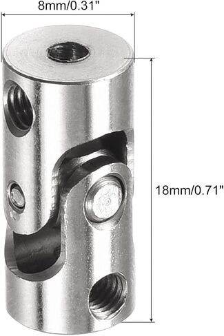 MECCANIXITY 2mm to 2mm Inner Dia Rotatable Universal Joint Shaft Coupling Motor Shaft Coupler L18 x D8 with Screws and Wrench for RC Model Pack of 3 in Saudi Arabia