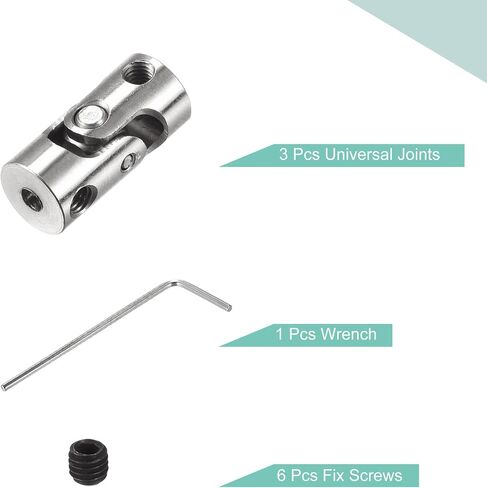MECCANIXITY 2mm to 2mm Inner Dia Rotatable Universal Joint Shaft Coupling Motor Shaft Coupler L18 x D8 with Screws and Wrench for RC Model Pack of 3 in Saudi Arabia