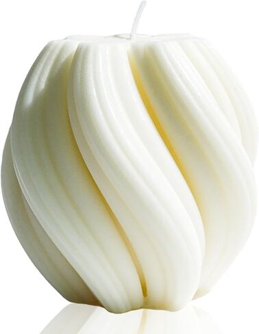 Swirl Ball Candle，Scented Soy Wax Spiral Candle，Home Office Danish Pastel Trendy Room Floating Shelves Decor Large Candles,White in Kuwait