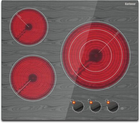 موقد كهربائي كارينير 2 شعلات، موقد كهربائي محمول 110 فولت مع مقبض، موقد زجاجي، نمط خشبي جميل، موقد سيراميك كهربائي مدمج وكونترتوب، 12 بوصة، قابس مخرج 110 فولت in Kuwait