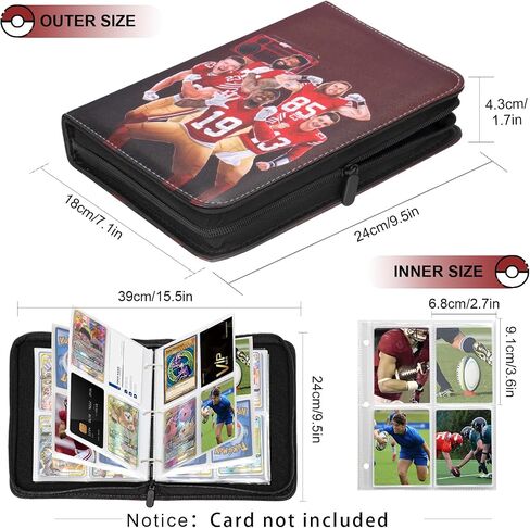 Football Card Binder with Sleeves 400 Pocket, Sports Card binder Compatible with Baseball Card, Basketball Card, Hockey card, Soccer Card, Trading Card Binder for Boys and Girls in Saudi Arabia