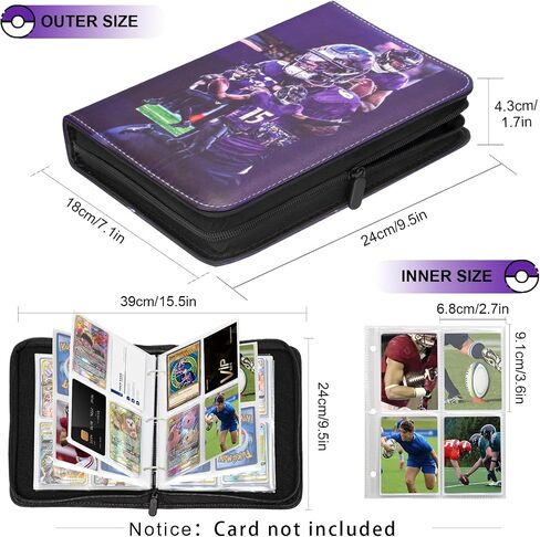 Football Card Binder with Sleeves 400 Pocket, Sports Card binder Compatible with Baseball Card, Basketball Card, Hockey card, Soccer Card, Trading Card Binder for Boys and Girls in Saudi Arabia