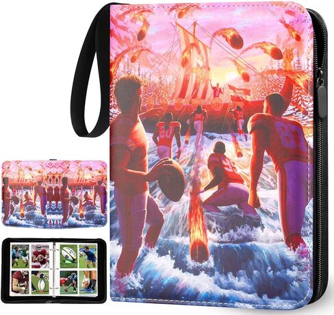 Football Card Binder with Sleeves 400 Pocket, Sports Card binder Compatible with Baseball Card, Basketball Card, Hockey card, Soccer Card, Trading Card Binder for Boys and Girls in Saudi Arabia