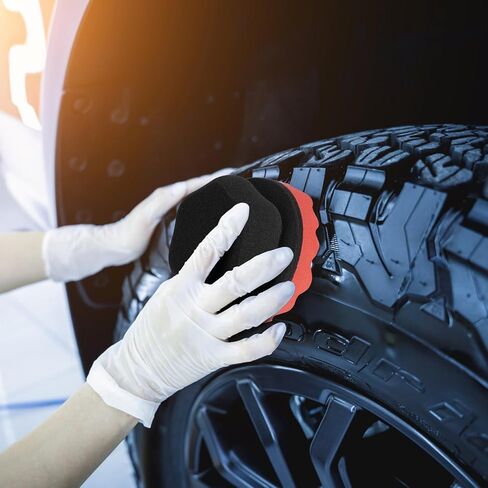 3 Pack Large Tire Dressing Applicator Pads, Wavy Contour Tire Polish Sponge for Applying Tire Shine,Tire Wet, Tire Gel, Or Tire Balm (Red, green, blue in Saudi Arabia