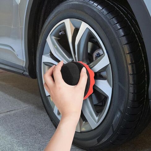 3 Pack Large Tire Dressing Applicator Pads, Wavy Contour Tire Polish Sponge for Applying Tire Shine,Tire Wet, Tire Gel, Or Tire Balm (Red, green, blue in Saudi Arabia