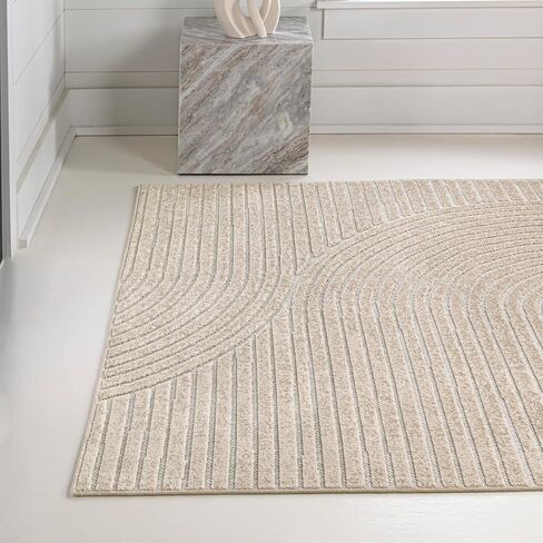 JONATHAN Y SCN100B-8 سجادة Skagen Minimalist Curve هندسية للمنطقة الداخلية، حديثة، معاصرة، ساحلية، هندسية، بوهيمية، غرفة النوم، المطبخ، غرفة المعيشة، غير تساقط، عاجي/كريمي، 8 × 10 بوصة in Saudi Arabia