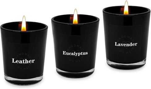 3-Pack Scented Candle Set - Lavender, Leather, Eucalyptus - Black Jar Candles, Aromatherapy Soy Wax, Natural Long-Lasting Candles for Home, Relaxation, Gifts, and Meditation in Saudi Arabia