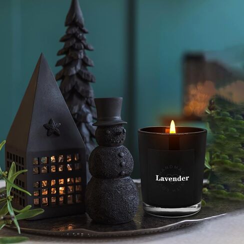 3-Pack Scented Candle Set - Lavender, Leather, Eucalyptus - Black Jar Candles, Aromatherapy Soy Wax, Natural Long-Lasting Candles for Home, Relaxation, Gifts, and Meditation in Saudi Arabia