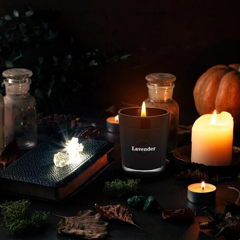 3-Pack Scented Candle Set - Lavender, Leather, Eucalyptus - Black Jar Candles, Aromatherapy Soy Wax, Natural Long-Lasting Candles for Home, Relaxation, Gifts, and Meditation in Saudi Arabia