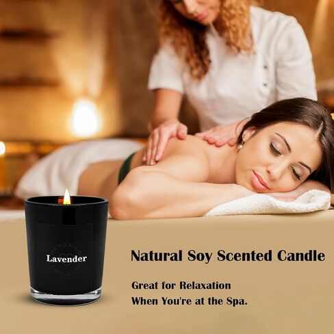 3-Pack Scented Candle Set - Lavender, Leather, Eucalyptus - Black Jar Candles, Aromatherapy Soy Wax, Natural Long-Lasting Candles for Home, Relaxation, Gifts, and Meditation in Saudi Arabia