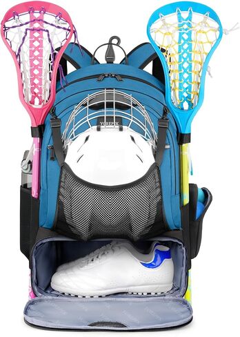 حقيبة YOREPEK Lacrosse ذات سعة كبيرة، حقيبة ظهر لاكروس تحمل معدات لاكروس أو الهوكي الميداني، وحاملي عصا وحجرة منفصلة للمرابط in Saudi Arabia