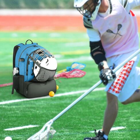 حقيبة YOREPEK Lacrosse ذات سعة كبيرة، حقيبة ظهر لاكروس تحمل معدات لاكروس أو الهوكي الميداني، وحاملي عصا وحجرة منفصلة للمرابط in Saudi Arabia