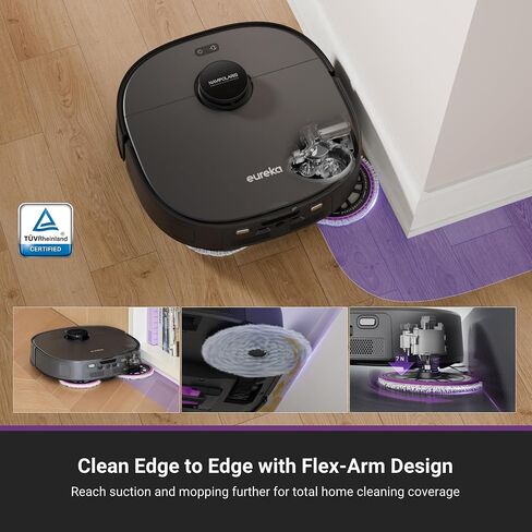 Eureka J15 Pro Ultra Robot Vacuum and Mop with Self Emptying Base, 16,200 Pa Suction, Flex-Arm Design Side Brush & Mop, Auto Mop Hot Water Washing & Hot Air Drying, AI Obstacle Avoidance, White in Saudi Arabia