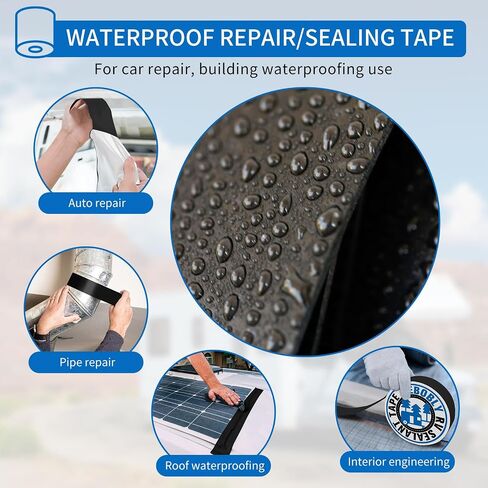 Butyl Sealant Waterproof Tape,RV Roof Tape Black,4 Inch X 50 Foot Leak Repair Sealant Tape，UV & Waterproof for RV Roof,Window,Camper, Boat,Pipe Sealing Black in Saudi Arabia