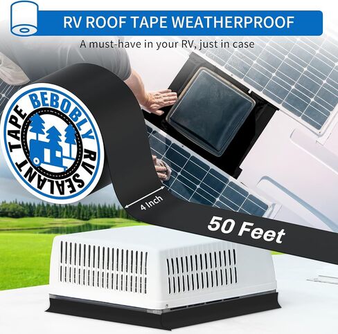 Butyl Sealant Waterproof Tape,RV Roof Tape Black,4 Inch X 50 Foot Leak Repair Sealant Tape，UV & Waterproof for RV Roof,Window,Camper, Boat,Pipe Sealing Black in Saudi Arabia