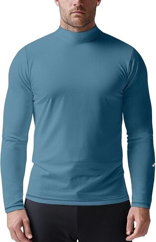 Mens Mock Turtleneck Long Sleeve Shirts - Thermal Baselayer Top, Lightweight Athletic-Fit Unershirt for Cold Weahter Sports in Kuwait