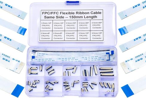 FFC FPC Connector Ribbon Cable Connector ffc-fpc 4P 6P 8P 10P 12P 14P 16P 20P 30P 40P,150mm Length Flexible Flat Cable 0.5mm Pitch A Type(KS-0.5-SS-A) in Saudi Arabia