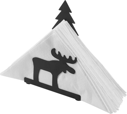 MyGift Black Metal Holiday Napkin Holder for Table with Reindeer and Tree Cut Out Design, Winter Christmas Evergreen Decor in Saudi Arabia