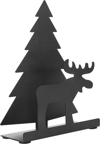 MyGift Black Metal Holiday Napkin Holder for Table with Reindeer and Tree Cut Out Design, Winter Christmas Evergreen Decor in Saudi Arabia